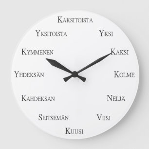 Grande Horloge Ronde Numéros finlandais Apprentissage des langues Perso