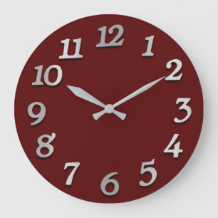 Grande Horloge Ronde Numéros minimaux Gris Gris Gris Gris Métal 3D Ma