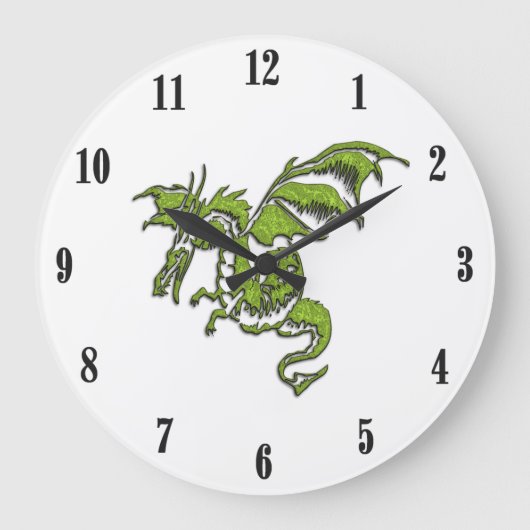 Grande Horloge Ronde Numéros noirs Flying Dragon Design (Recto)