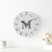 Grande Horloge Ronde Numéros romains blancs et gris déco modernes Nom (Maison)