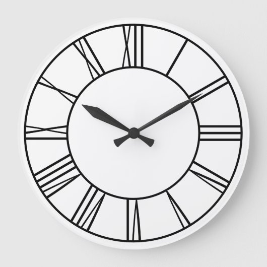 Grande Horloge Ronde Numéros romains blancs et noirs (Recto)