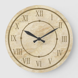 Grande Horloge Ronde Numéros romains de pierre classique