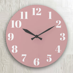 Grande Horloge Ronde Numéros tendance rose poussiéreux
