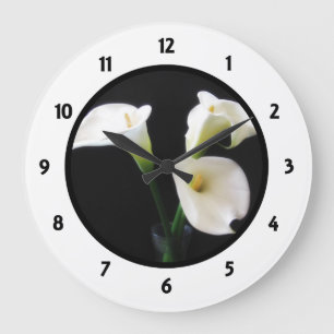 Grande Horloge Ronde Numéroté autour de l'horloge avec la calla Lilly