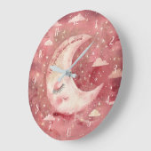 Grande Horloge Ronde Nurserie Rustique Rouge Clair et Chambre d'Enfants (Angle)