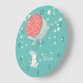 Grande Horloge Ronde Nursery Lapin Fantaisiste (Angle)