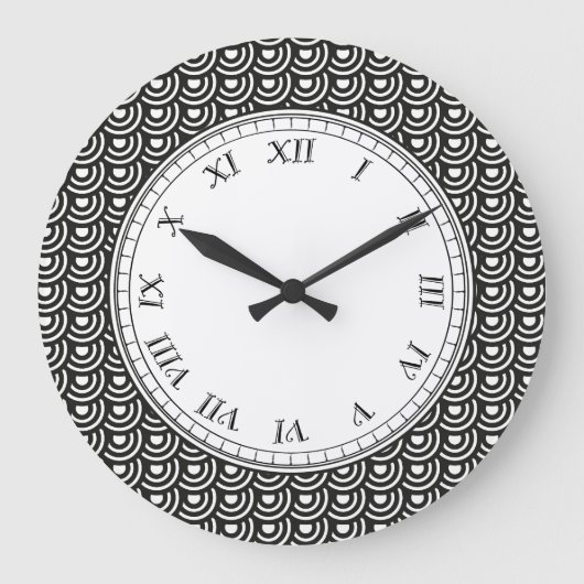 Grande Horloge Ronde NY Art Déco Metropolitan moderne noir et blanc (Recto)