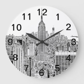 Grande Horloge Ronde NYC Skyline - Empire State Building, Etched look