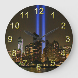 Grande Horloge Ronde NYC Skyline: Hommage Du 11 Septembre À La Lumièr
