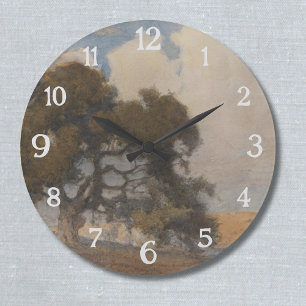 Grande Horloge Ronde Oak Tree (1910) - Aquarelle Vintage majestueuse