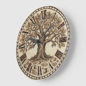 Grande Horloge Ronde Oak Tree Wall Clock  (Angle)