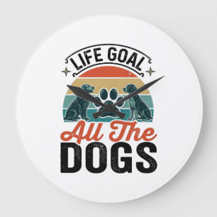 Grande Horloge Ronde Objectif de vie Tous les chiens Conception vintage
