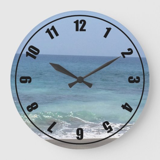 Grande Horloge Ronde Ocean Waves et Sandy Beach (Recto)