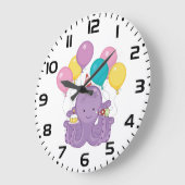 Grande Horloge Ronde Octopus d'anniversaire (Angle)