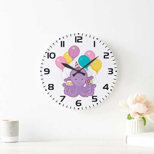 Grande Horloge Ronde Octopus d'anniversaire