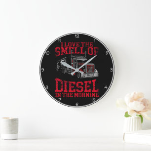 Grande Horloge Ronde Odeur de diesel" Crâne de camion