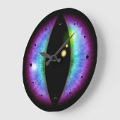 Grande Horloge Ronde Oeil des dragons bleus et violets (Angle)