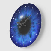 Grande Horloge Ronde Oeil Hypnotique en bleu profond (Angle)