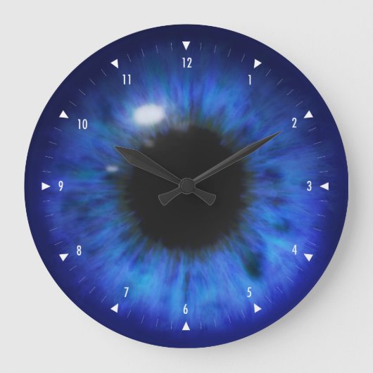 Grande Horloge Ronde Oeil Hypnotique en bleu profond (Recto)
