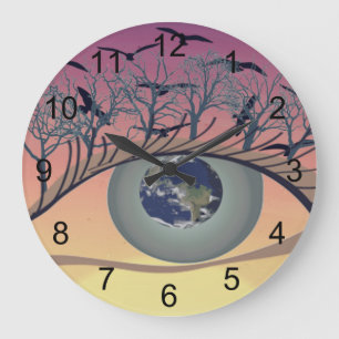 Grande Horloge Ronde OEil sur le monde - Nature & Earth Art