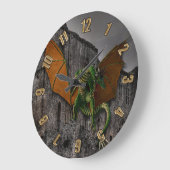 Grande Horloge Ronde Oeuvre d'Imaginaire Dragon & Castle (Angle)