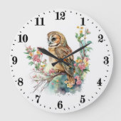 Grande Horloge Ronde oiseau adorant la chouette (Recto)