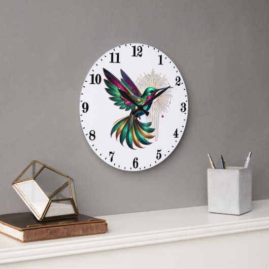 Grande Horloge Ronde Oiseau Art déco élégant (Bureau)