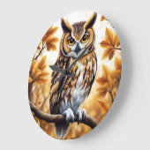 Grande Horloge Ronde Oiseau de Chouette d'automne (Angle)