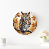 Grande Horloge Ronde Oiseau de Chouette d'automne (Maison)