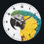 Grande Horloge Ronde Oiseau de perroquet tropical<br><div class="desc">Oiseau de perroquet tropical. Artiste : Naomi McCavitt. ID d'image : 145976Z.</div>