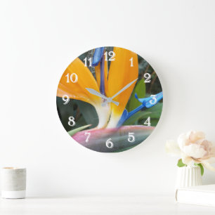 Grande Horloge Ronde Oiseau tropical du Paradis Plante Floral