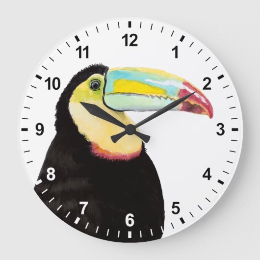 Grande Horloge Ronde Oiseau tropical Toucan (Recto)