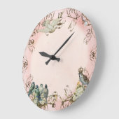 Grande Horloge Ronde Oiseaux boisés enchantés Dove Swirl Personnalisé (Angle)