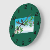 Grande Horloge Ronde Oiseaux Dans Un Arbre (Angle)