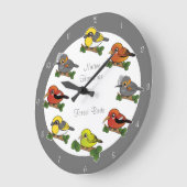 Grande Horloge Ronde Oiseaux de la forêt d'Hawaii (Angle)