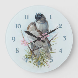 Grande Horloge Ronde Oiseaux de Paruline Casquette noire