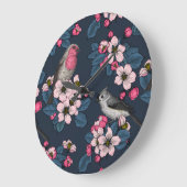 Grande Horloge Ronde Oiseaux et fleurs (Angle)