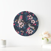 Grande Horloge Ronde Oiseaux et fleurs (Maison)