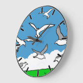 Grande Horloge Ronde Oiseaux volant haut (Angle)