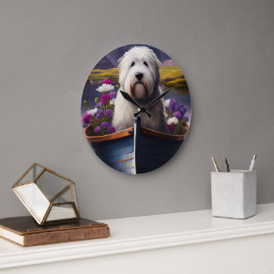 Grande Horloge Ronde Old English Sheepdog sur Paddle : Une aventure Pit
