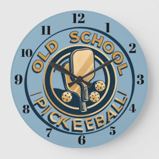 Grande Horloge Ronde Old School Pickleball Wall clock