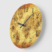 Grande Horloge Ronde Old World Map Antique History Designer Clock (Angle)