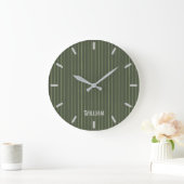 Grande Horloge Ronde Olive Pinstripes (Maison)