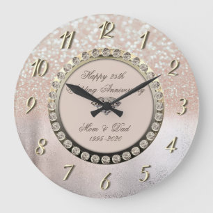 Grande Horloge Ronde Ombre Bokeh Diamonds 25e anniversaire de Mariage