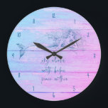 Grande Horloge Ronde Ombre de déclarations de sirène<br><div class="desc">Mermaid affirmation coloré ombre design horloge murale qui dit - Ciel au-dessus,  terre en dessous,  paix à l'intérieur.</div>