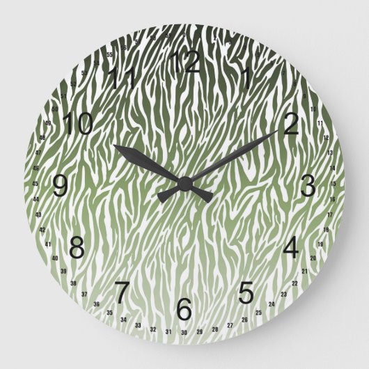 Grande Horloge Ronde Ombre d'impression Wild Green Zebra (Recto)
