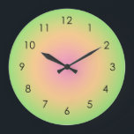 Grande Horloge Ronde Ombre vert de gris rose<br><div class="desc">Belle aquarelle numérique Rose Peach Vert dégradé design ombragé. Cadeaux d'été rayonnants.</div>