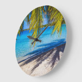 Grande Horloge Ronde Ombres sur la plage (Angle)