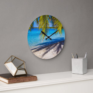 Grande Horloge Ronde Ombres sur la plage