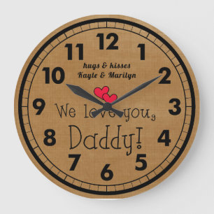 Grande Horloge Ronde On t'aime, papa ! Noms des enfants